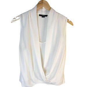 SEVENTY Women Ivory Silk Draped Blouse Sleeveless Layered Overlay Italian M